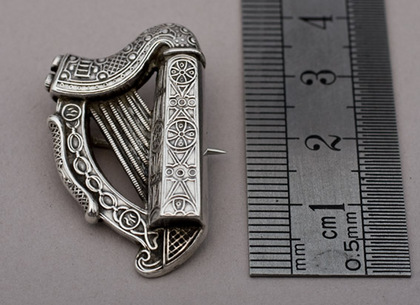 Antique Irish Silver Harp Brooch